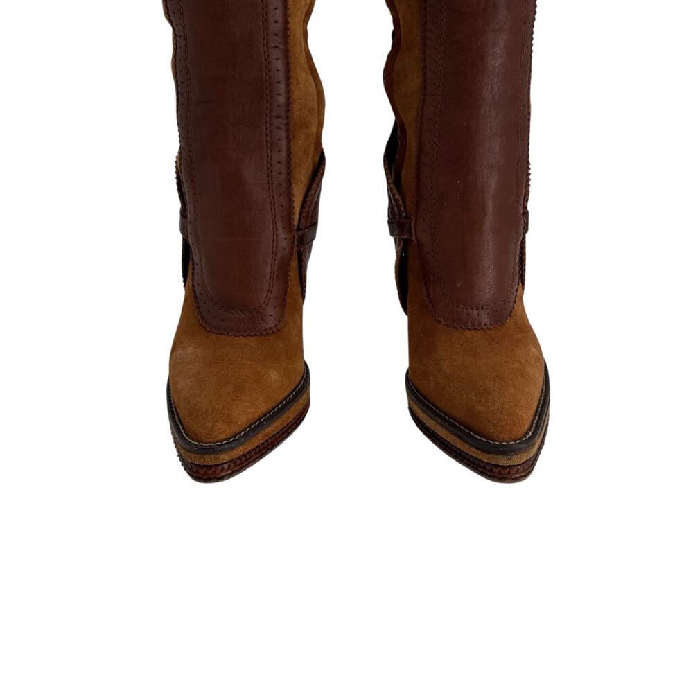 Dior Vintage Over The Knee Boots Brown Suede Leather Y2K Galliano EU 36.5 - Picture 6 of 15